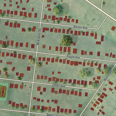 Second close-up of the map of Charlack, Missouri print showing more streets and buildings