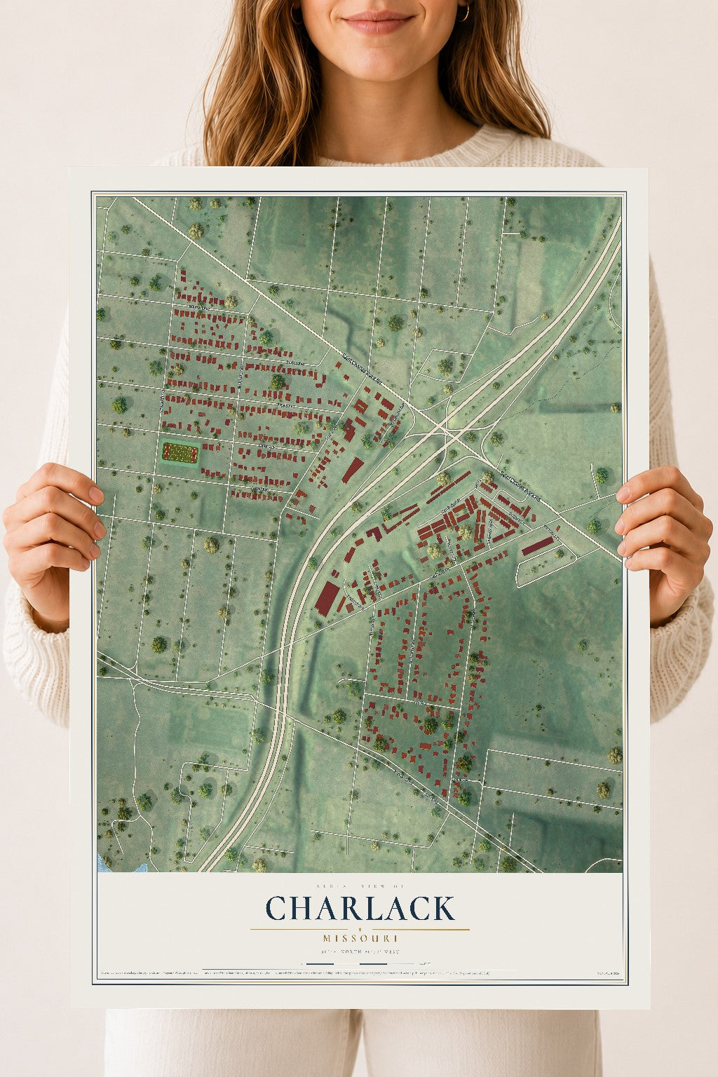 Map of Charlack, Missouri, 18 x 24 inch unframed archival matte print