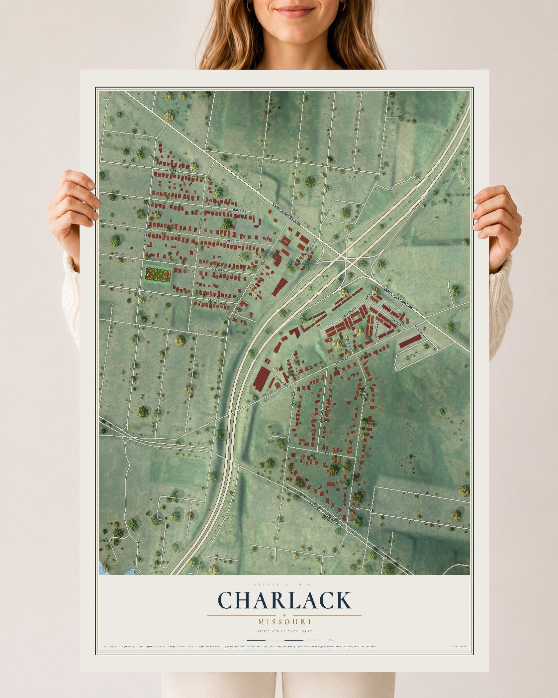 Map of Charlack, Missouri, 24 x 36 inch unframed archival matte print