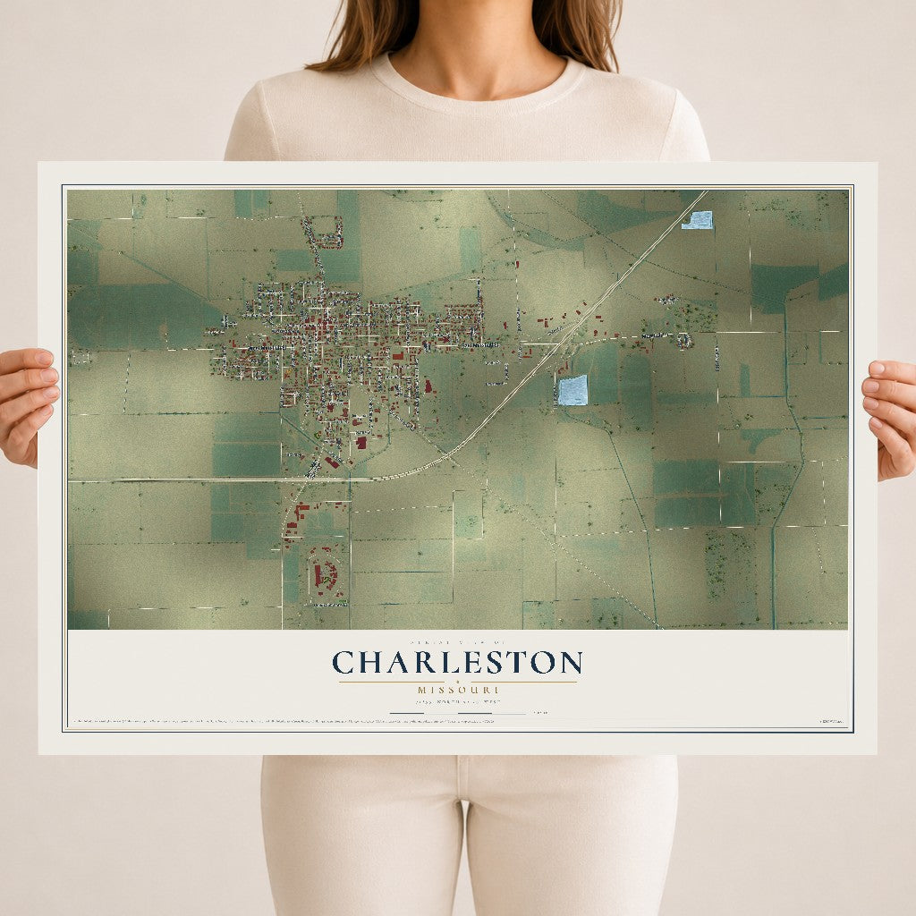 Map of Charleston, Missouri, 18 x 24 inch unframed archival matte print