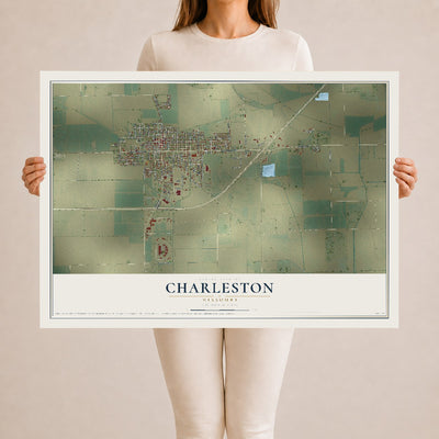 Map of Charleston, Missouri, 24 x 36 inch unframed archival matte print