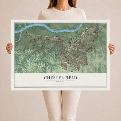 Map of Chesterfield, Missouri, 24 x 36 inch unframed archival matte print
