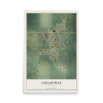 Map of Chilhowee, Missouri, 12 x 18 inch unframed archival matte print