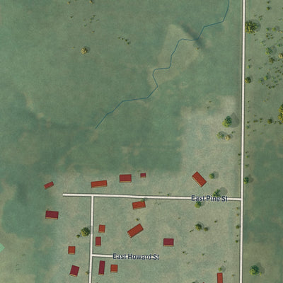 Second close-up of the map of Chilhowee, Missouri print showing more streets and buildings