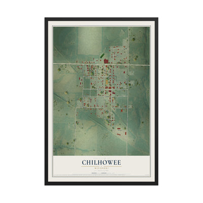 Map of Chilhowee, Missouri, 12 x 18 inch print in a black wood frame