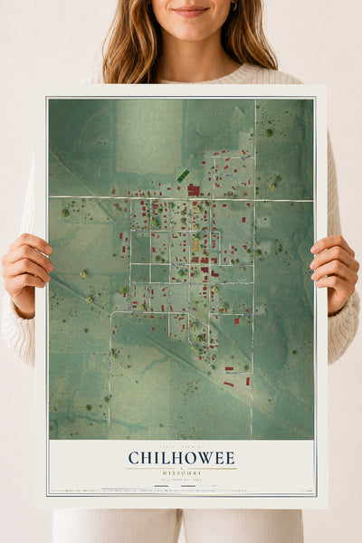 Map of Chilhowee, Missouri, 18 x 24 inch unframed archival matte print