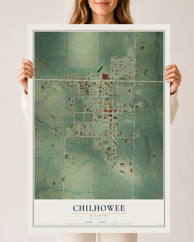 Map of Chilhowee, Missouri, 24 x 36 inch unframed archival matte print
