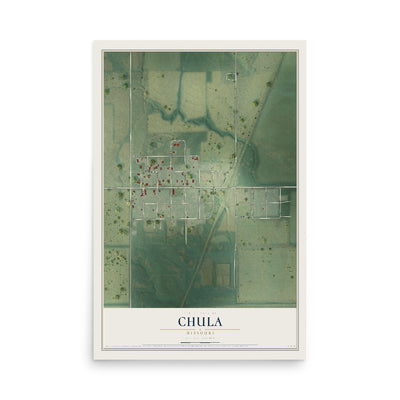 Map of Chula, Missouri, 12 x 18 inch unframed archival matte print