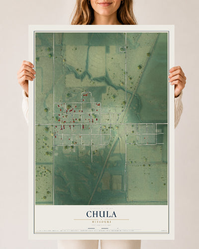 Map of Chula, Missouri, 24 x 36 inch unframed archival matte print