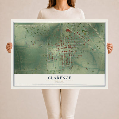 Map of Clarence, Missouri, 24 x 36 inch unframed archival matte print