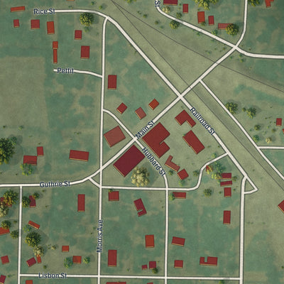 Close-up of the map of Clark, Missouri print showing street and building detail