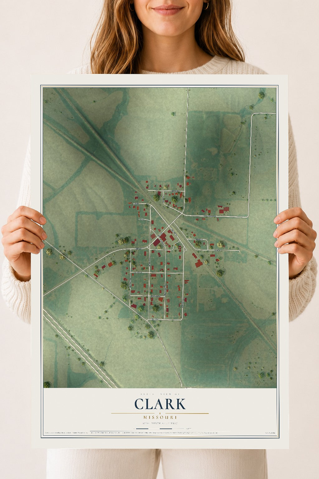 Map of Clark, Missouri, 18 x 24 inch unframed archival matte print