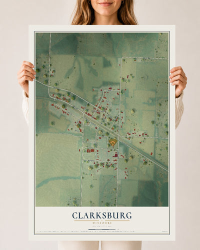 Map of Clarksburg, Missouri, 24 x 36 inch unframed archival matte print
