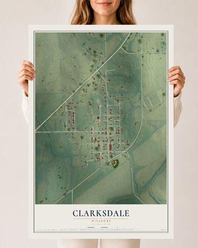 Map of Clarksdale, Missouri, 24 x 36 inch unframed archival matte print