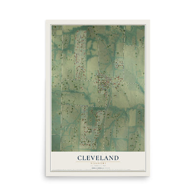 Map of Cleveland, Missouri, 12 x 18 inch unframed archival matte print