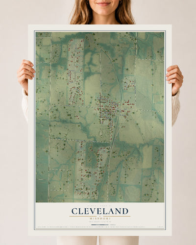 Map of Cleveland, Missouri, 24 x 36 inch unframed archival matte print