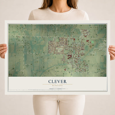 Map of Clever, Missouri, 18 x 24 inch unframed archival matte print