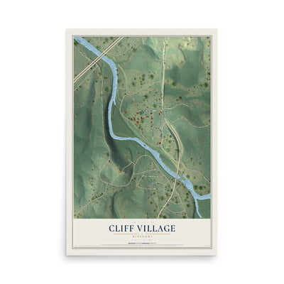 Map of Cliff Village, Missouri, 12 x 18 inch unframed archival matte print