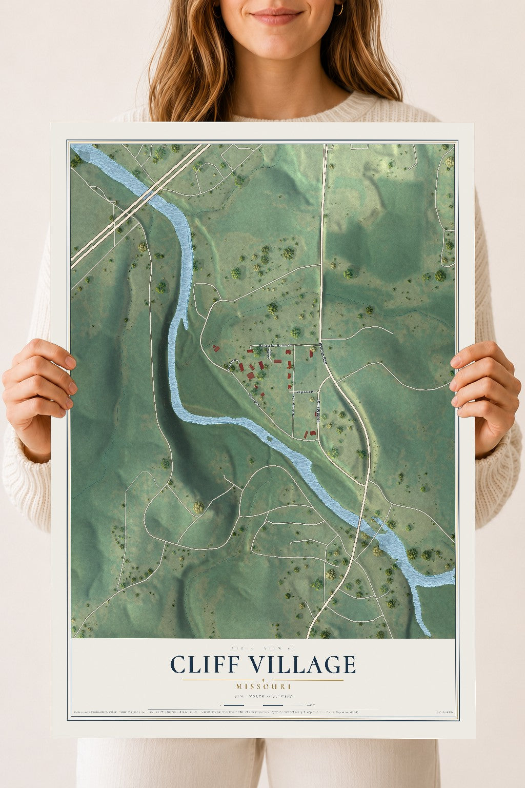 Map of Cliff Village, Missouri, 18 x 24 inch unframed archival matte print