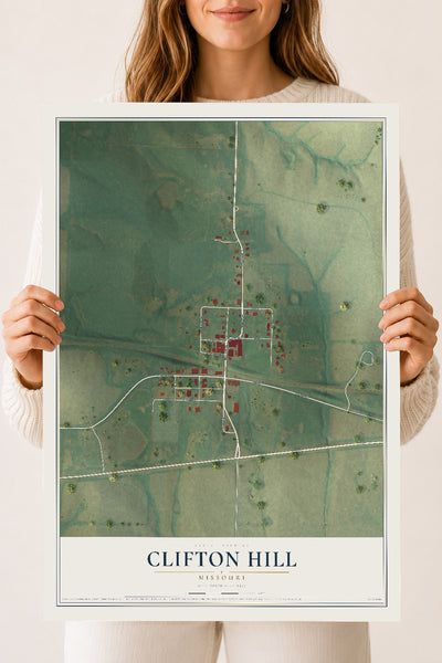 Map of Clifton Hill, Missouri, 18 x 24 inch unframed archival matte print