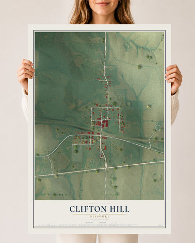 Map of Clifton Hill, Missouri, 24 x 36 inch unframed archival matte print