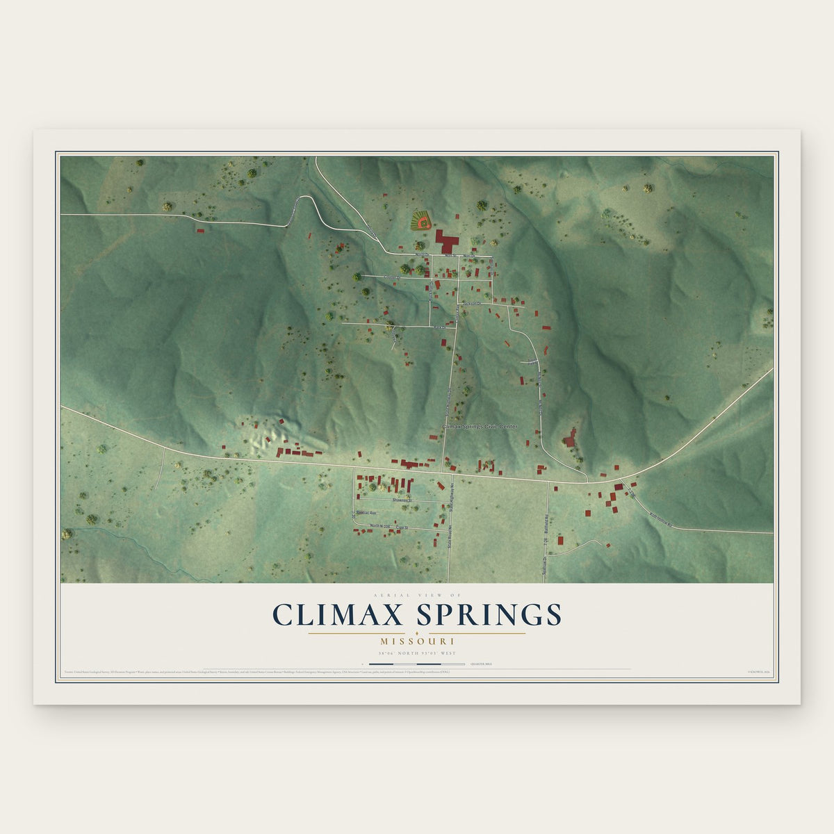 Climax Springs, Missouri map print, the full design