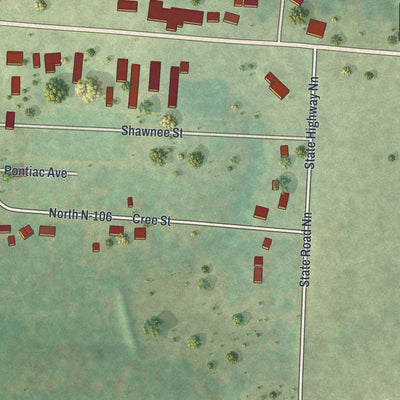 Close-up of the map of Climax Springs, Missouri print showing street and building detail