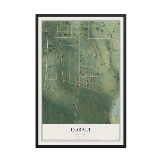 Map of Cobalt, Missouri, 12 x 18 inch print in a black wood frame
