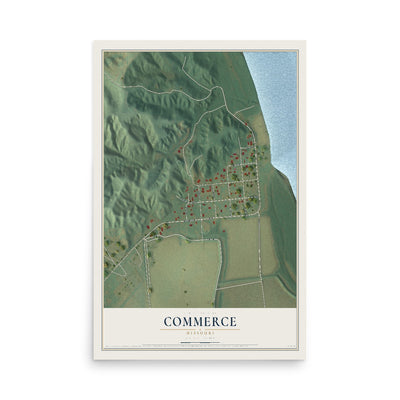 Map of Commerce, Missouri, 12 x 18 inch unframed archival matte print