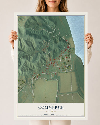 Map of Commerce, Missouri, 24 x 36 inch unframed archival matte print