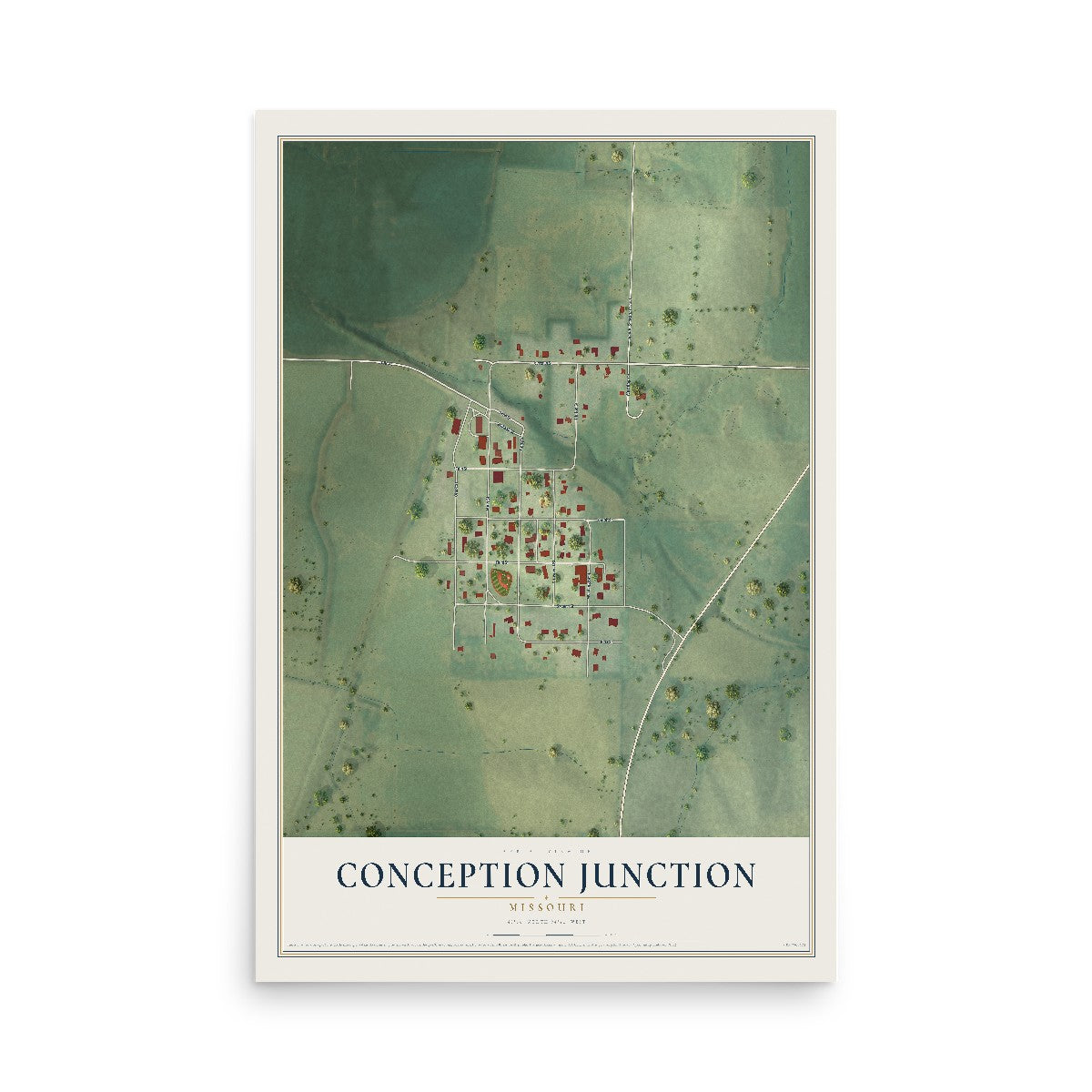 Map of Conception Junction, Missouri, 12 x 18 inch unframed archival matte print