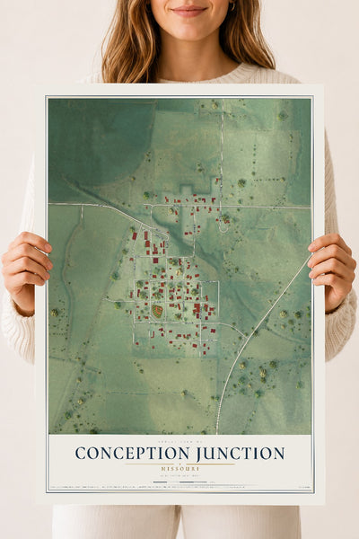 Map of Conception Junction, Missouri, 18 x 24 inch unframed archival matte print