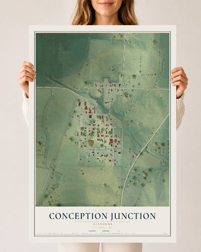 Map of Conception Junction, Missouri, 24 x 36 inch unframed archival matte print