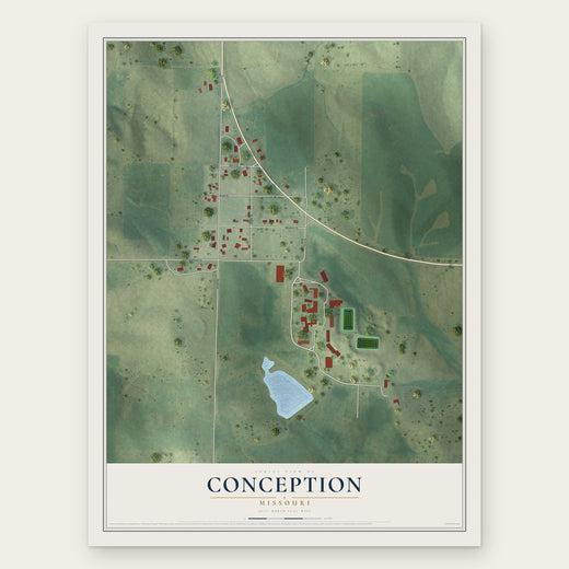 Conception, Missouri map print, the full design