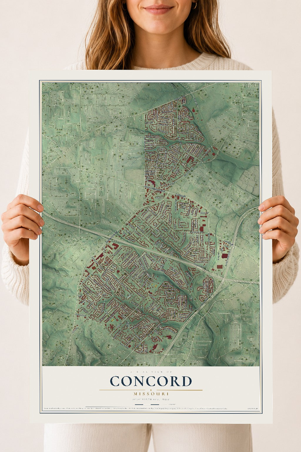 Map of Concord, Missouri, 18 x 24 inch unframed archival matte print