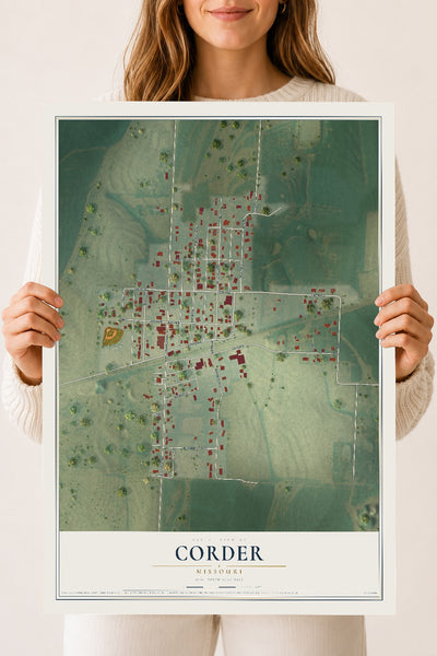 Map of Corder, Missouri, 18 x 24 inch unframed archival matte print