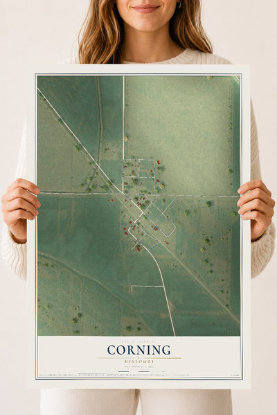 Map of Corning, Missouri, 18 x 24 inch unframed archival matte print