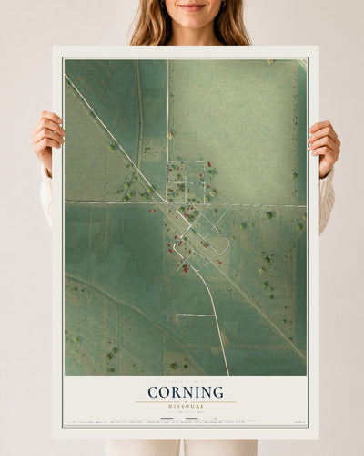 Map of Corning, Missouri, 24 x 36 inch unframed archival matte print