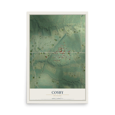 Map of Cosby, Missouri, 12 x 18 inch unframed archival matte print