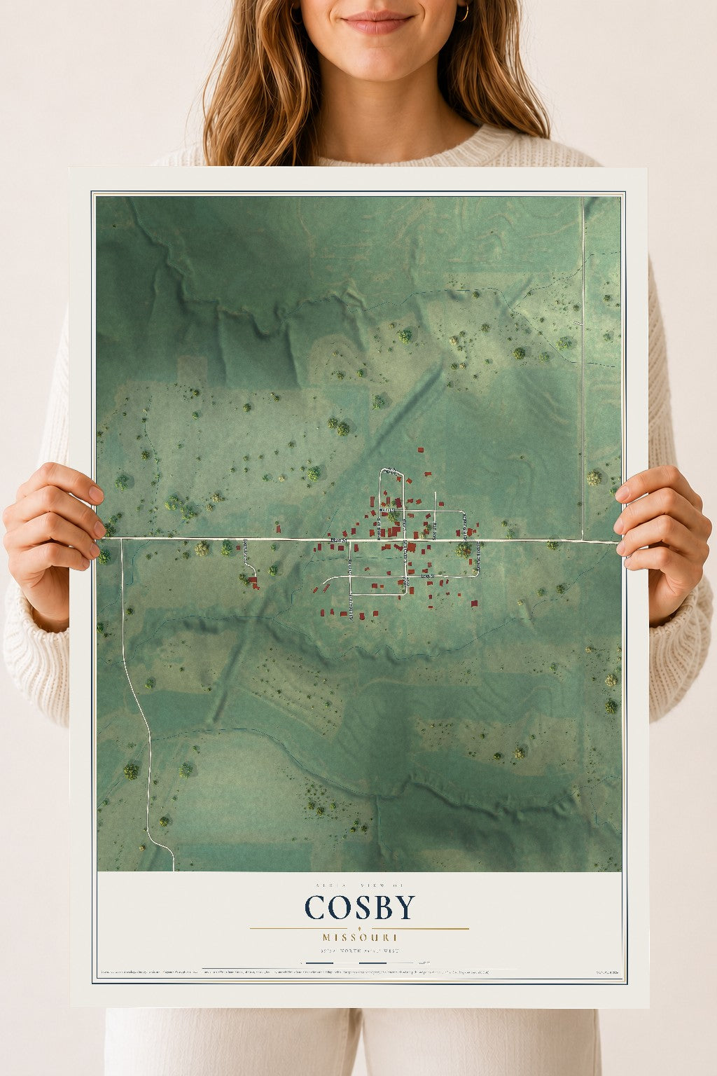 Map of Cosby, Missouri, 18 x 24 inch unframed archival matte print