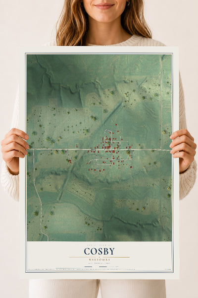 Map of Cosby, Missouri, 18 x 24 inch unframed archival matte print