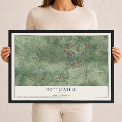 Map of Cottleville, Missouri, 12 x 18 inch print in a black wood frame