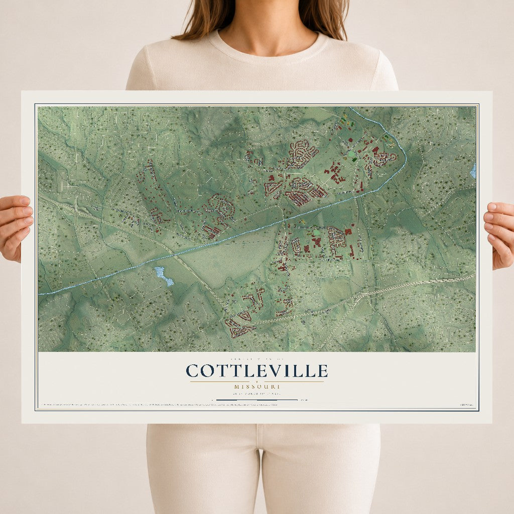 Map of Cottleville, Missouri, 18 x 24 inch unframed archival matte print