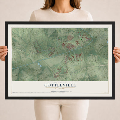 Map of Cottleville, Missouri, 18 x 24 inch print in a black wood frame