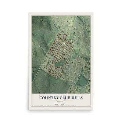 Map of Country Club Hills, Missouri, 12 x 18 inch unframed archival matte print