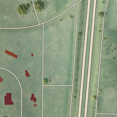 Close-up of the map of Country Life Acres, Missouri print showing street and building detail