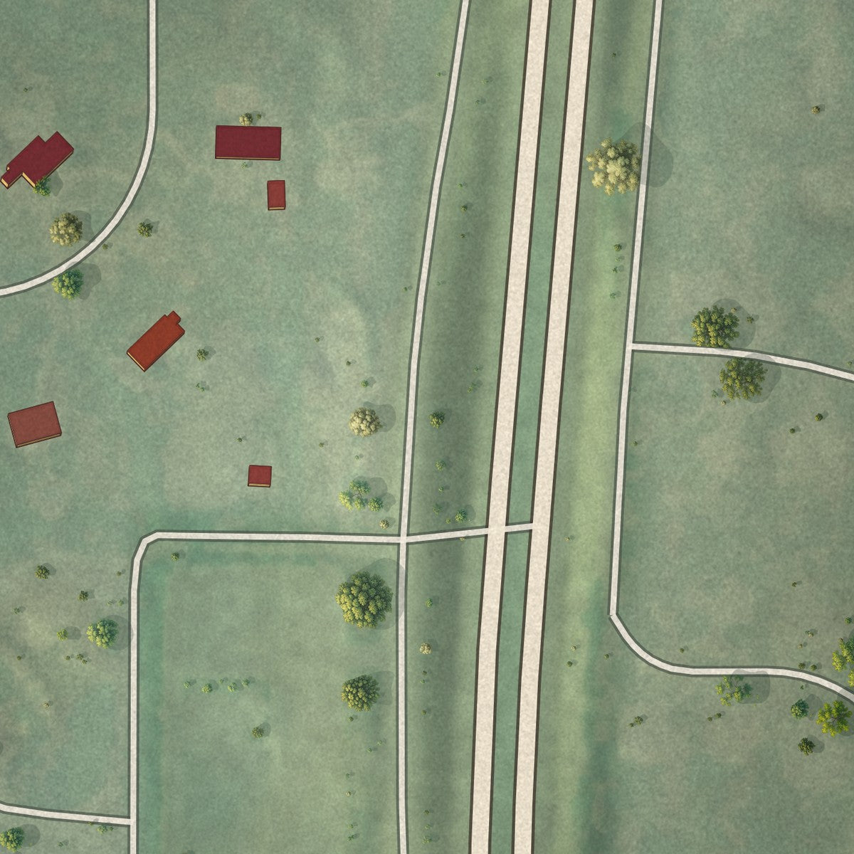 Second close-up of the map of Country Life Acres, Missouri print showing more streets and buildings