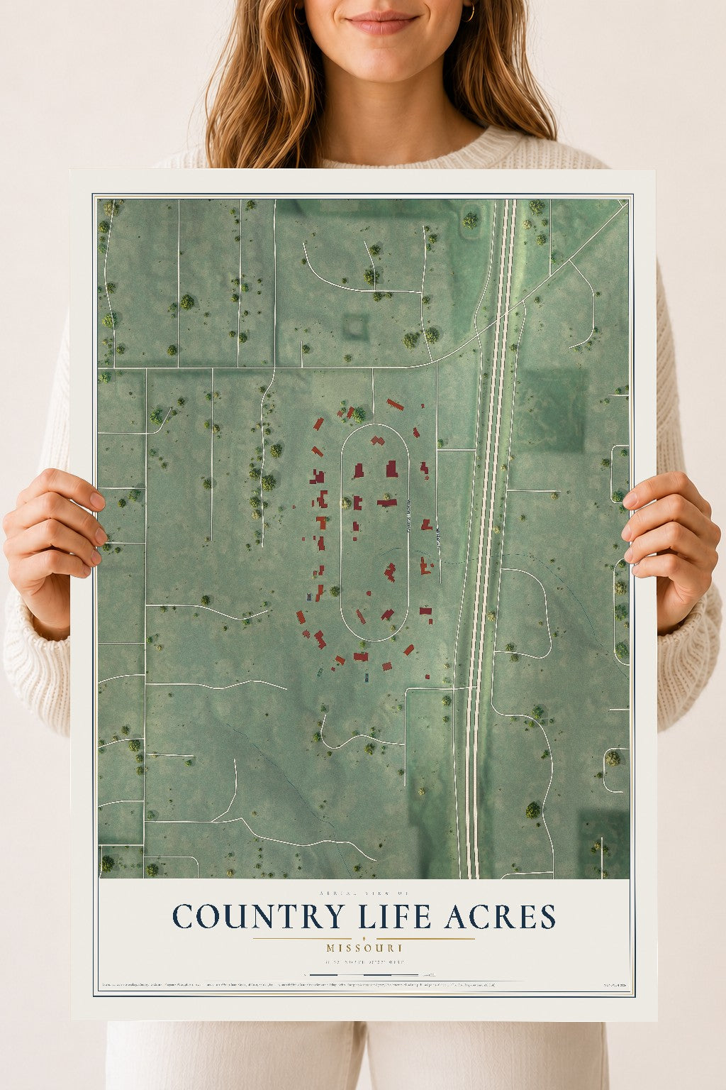 Map of Country Life Acres, Missouri, 18 x 24 inch unframed archival matte print