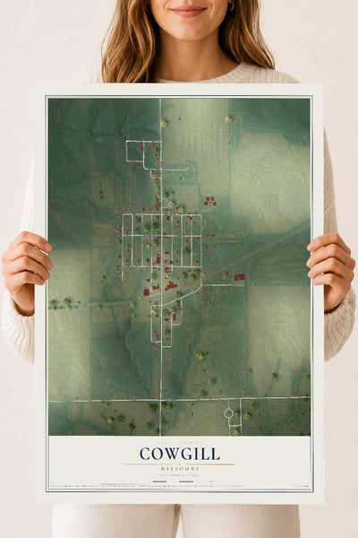 Map of Cowgill, Missouri, 18 x 24 inch unframed archival matte print