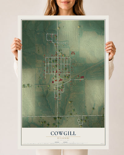 Map of Cowgill, Missouri, 24 x 36 inch unframed archival matte print